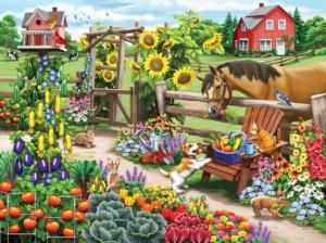 Sharing a Snack Garden Jigsaw Puzzle By SunsOut Jigsaw Puzzle Art, Sunsout Puzzles, Jigidi Puzzles, Cottage Village, Different Types Of Animals, Large Puzzle Pieces, Painted Pictures, Jig Saw, Country Love