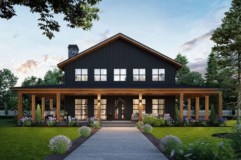 BM3945-Black Barndominium - Buildmax House Plans Steel Building Homes, Barn House Design, Barndominium Plans, Barn Style House Plans, Barndominium Floor Plans, Farmhouse Barndominium, Barn Style House, Metal Building Homes, Pole Barn Homes