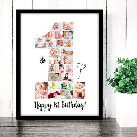 1st Birthday Photo Collage, 1st Anniversary Photo Collage, 1st Birthday Gift, First Birthday Gift Ideas, First Anniversary Gift, Collage Art 1st Birthday Photo Collage, First Birthday Gift Ideas, Photo Collage Ideas, Number Collage, Anniversary Photo Collage, Gift Collage, Wedding Photo Collage, 1st Birthday Photo, Birthday Photo Collage