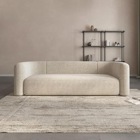 Amazon.com: Acanva Luxury Modern Tight Curved Back Velvet Sofa, Minimalist Style Comfy Couch for Living Room Apartment, 3 Seater, Cream : Home & Kitchen Small Sectional Sofa, Latest Sofa Designs, Couch For Living Room, Living Room Apartment, Minimalist Sofa, Velvet Couch, Modern Couch, Comfy Couch, Room Apartment