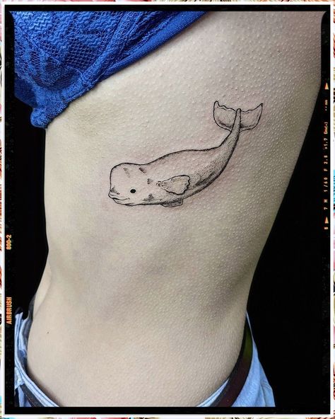 Looking for a unique and awe-inspiring way to show your love for the ocean? Then consider getting a tattoo of an ocean animal! These tattoos are some of the most unique and beautiful you'll ever see, and they make a great way to show your dedication to nature and the ocean. Cute Whale Tattoo, Whale Fin Tattoo, Beluga Tattoo, Beluga Whale Tattoo, Ocean Animal Tattoos, Vacation Tattoos, Herb Tattoo, Animal Tattoos For Women, Behind Ear Tattoos