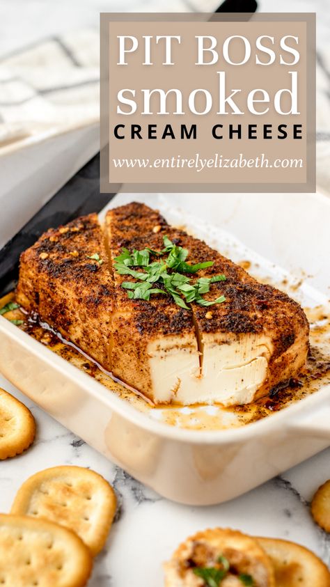 Smoked Cheese Appetizers, Smoker Party Food, Smoked Crème Cheese, Smoker Thanksgiving Recipes, Smoker Tube Recipes, Smoked Dip Ideas, Smoked Cream Cheese Dip Recipe, Cream Cheese On The Smoker, Pit Boss Pellet Smoker Dessert Recipes