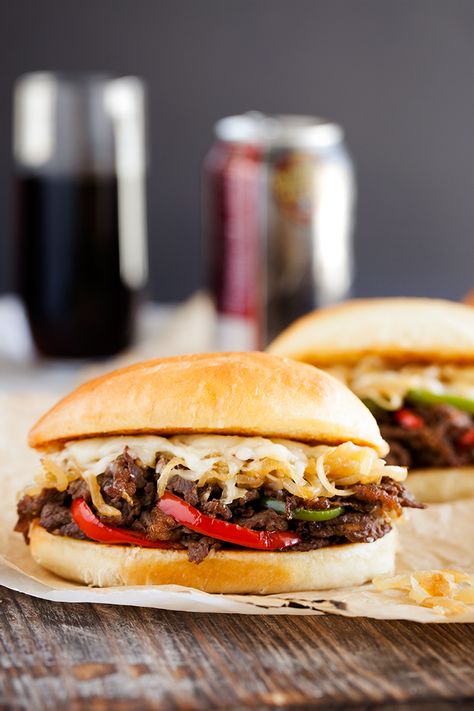 Bulgogi Philly Cheesesteak - Tender & juicy ribeye Korean bulgogi style with caramelized onions, seared peppers & melted cheese. Bulgogi Cheesesteak, American Sandwich Recipes, Fresh Noodles, Cheesesteak Sandwich, Korean Bulgogi, Sandwich Wraps Recipes, Perfect Burger, Tonkotsu Ramen, Cheese Steak Sandwich