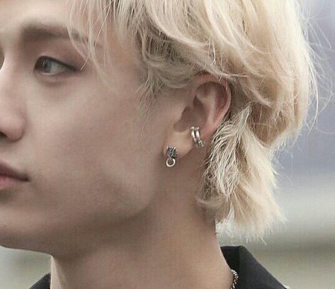 Christopher Chan, Stray Kids Chan, Chris Chan, Bang Chan, My Only Love, Boyfriend Material, Ear Piercings, Blonde Hair, Piercings