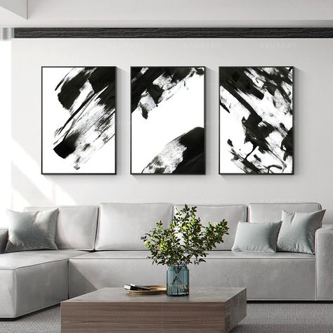 Abstract Painting Print Framed Wall Art Set of 3 Prints Abstract Geometric Black White Print on Canvas Large 3 piece Wall Art prints #FramedPainting #PrintsWallArt #CanvasPrint #LargeWallArt #3Piece #SetOf3 #ReadyToHang #SetOf3Print #AbstractPrint #FrameWallArt Modern Minimalist Living Room, Minimalist Watercolor, Abstract Painting Print, Abstract Pictures, Wall Art Large, Living Room Wall Decor, Paper Artwork, Black And White Wall Art, Framed Wall Art Sets