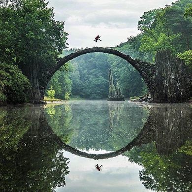 Rakotzbrücke Devil's Bridge – Gablenz, Germany - Atlas Obscura Take A Leap, Bridge Photography, Bridge Design, A Perfect Circle, A Bridge, Beautiful Places To Travel, Germany Travel, Most Beautiful Places, Garden Bridge