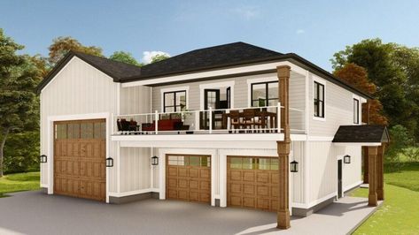 967 Sq. Ft. Home Plans with RV Garage! Barndominium With Camper Storage, Rv Garage With Living Quarters One Level, Shop With Small Living Quarters, Rv Garage Apartment, Addition Exterior, Rv Garage Plans, Garage Apartment Floor Plans, Garage With Living Quarters, A Big House