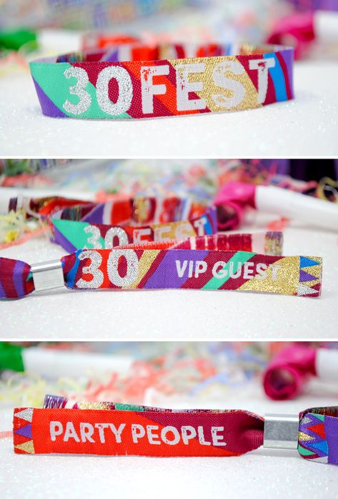 30th birthday party festival wristband Festival Bday Party, Birthday Festival Party, Festival Birthday, 25th Birthday Party Favors, Coachella 30th Birthday Party, Festival 30th Birthday Party, Festival Themed Party Birthday, 30tj Birthday Party Ideas For Her, Festival Birthday Party