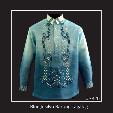 Make your wedding day more memorable with this blue Jusilyn Barong Tagalog. Mesmerize your bride and your guests by placing your Barong order now. Note: It's important to place your order in advance to receive the package earlier, especially if you belong to a country with strict measures due to our recent situation today. #barongtagalog #bluebarong #filipinos #ecommerce Green Barong, Blue Barong, Barong Tagalog Wedding, Barong Wedding, Filipiniana Wedding Dress, Barong Tagalog, Filipino Shirt, Girls Baptism Dress, Filipiniana Dress