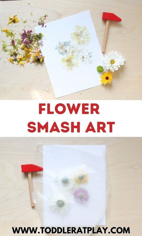 This Flower Smash Art is a great way to use up an old bouquet or try this smash craft with wildflowers from the outdoors! #natureinspiredcrafts #recycledcraftsforkids #flowercraftsforkids Art For Toddlers, Origami Paper Flowers, Preschool Garden, Recycled Crafts Kids, Garden Activities, Toddler Arts And Crafts, Spring Preschool, Daycare Activities, Daycare Crafts