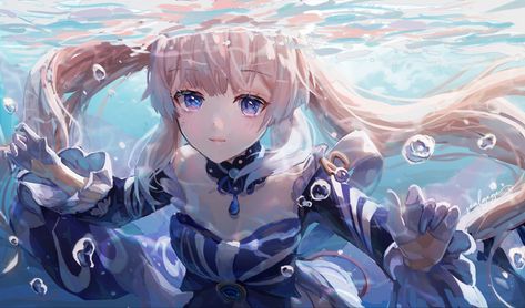 Sangonomiya Kokomi, Ipad Background, Anime Accessories, What To Draw, Header Banner, Water Reflections, Visual Novel, Wallpaper Pc, Ipad Wallpaper