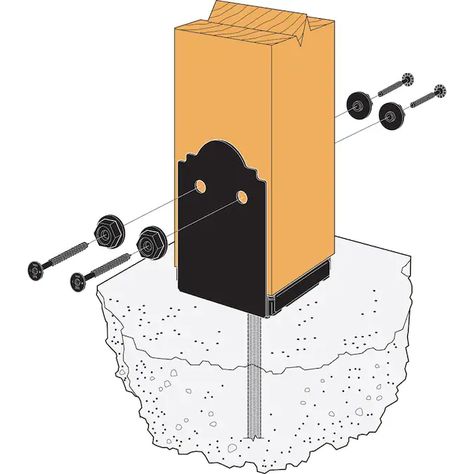 Deck Post Base Trim Ideas, Wood Post With Brick Base, 4x4 Post Base, Post Anchors Concrete, Simpson Strong Tie Pergola, Anchor Bolts For Concrete, Hunter Room, Sloped Backyard Landscaping, Pool Life