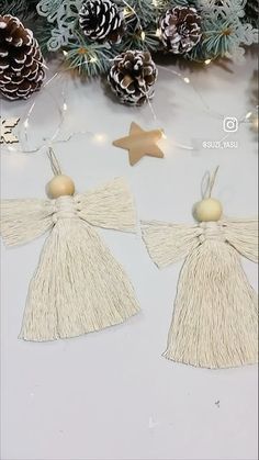 Macrame Angel Ornaments. So very easy and beautiful. #diy #handmade #angel Macrame Angel Tutorial, Macrame Angel Ornament, Macrame Angel, Macrame Christmas, Macrame Art, Angel Ornaments, Diy Handmade, Christmas Ideas, Free Pattern