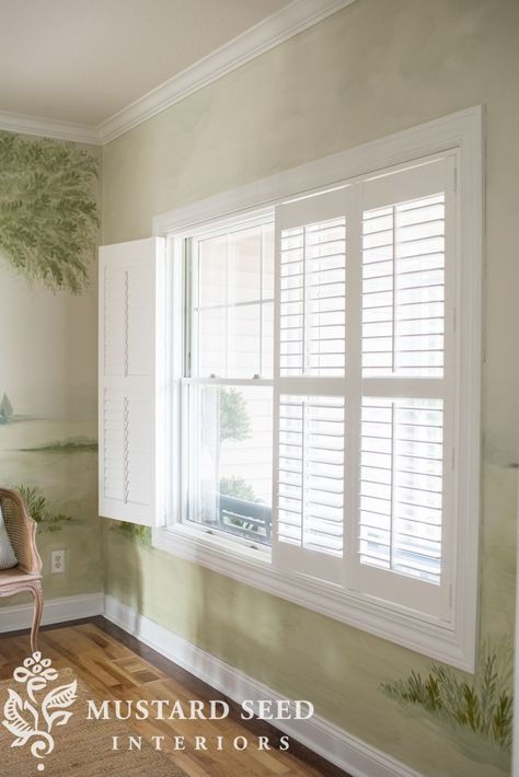 Interior Shutters Living Room, Window Shutters Indoor, Shutters With Curtains, Shutters Living Room, Indoor Shutters, Interior Window Shutters, White Shutters, Narrow Living Room, Interior Shutters