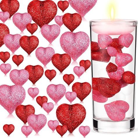 MTLEE 120 PCS Pearls of Heart Shaped for Vase Filler Heart Ornament for Floating Candles Centerpiece for Valentine's Day Wedding Dinning Table, 14/20/30... get here on amazon https://amzn.to/3GrZPsV Floating Candles Centerpiece, Valentine Dinner Party, Floating Centerpieces, Valentine Centerpieces, Floating Candle Centerpieces, Valentine Table Decorations, San Valentine, Giving People, Crafts Beads