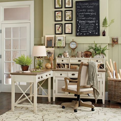 Now that more and more homeowners are starting to work from home - there is a sudden rise in the requirement for decorating home offices. Whether it’s... | Wheeled Rattan Basket Farmhouse Office Decor, Country Office, Farmhouse Office, Cottage Style Kitchen, Craft Room Office, Traditional Furniture, Home Office Space, Farmhouse Homes, Office Inspiration