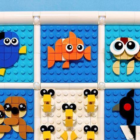 legonano(tama)🇯🇵 on Instagram: "#letsbuildunderthesea and #mosaicsonmonday  My design for Disney Animation Icons✨ 🐠Finding Nemo and Finding Dory🪸 Which character do you like? 🧡Nemo  💙Dory  🐢Squirt 🩷Pearl  🐠Gill  🐙Hank 🐦‍⬛Becky 🕊️Seagulls “Mine Mine Mine” 🦦Sea otter’s “Cuddle Party”  @mosaics.on.monday  Hosted by @virginia_bricks @johnbtoys @letsbuildseries Hosted by Kate @brickhuntress Thank you so much for hosting this magical challenge 😍  🐠ファインディングニモとファインディングドリーのアイコン🪸 好きなキャラクターはありましたか？ 🧡ニモ  💙ドリー 🐢スクワート 🩷パール 🐠ギル 🐙ハンク 🐦‍⬛ベッキー  🕊️カモメたち「チョウダイ チョウダイ」 🦦ラッコの抱っこ  #createwhatyoulove #letsbuildseries  @Disney @lego @legojapan_official #afol #legomoc #legocreator #legocollection #legophoto #legodisney #disneyfanart #legomosaic #lego43221 #legodots #legoart #pixar  #レゴ #レゴデ Cuddle Party, Disney Lego, Mine Mine Mine, Lego Dots, Nemo Dory, Lego Mosaic, Mine Mine, Finding Dory, Sea Otter