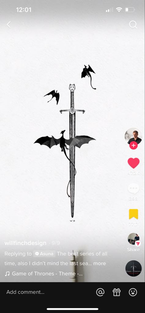 Game Of Thrones Spine Tattoo, Game Of Thrones Back Tattoo, Dragon Tattoo Designs With Swords, Game Of Thrones Tattoo Ideas Swords, Jon Snow Tattoo Ideas, House Of The Dragon Tattoo Designs, House Of The Dragon Swords, Got Swords, Game Of Thrones Tattoo Jon Snow