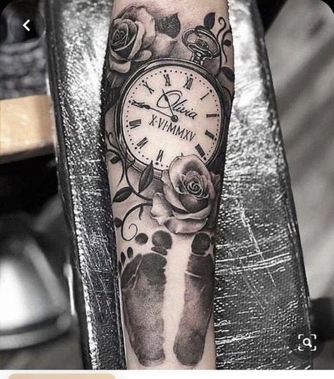 The Best Tattoos For Men, Baby Tattoo For Dads, Best Tattoos For Men, Name Tattoos On Arm, Baby Footprint Tattoo, Best Tattoo Ideas For Men, Mangas Tattoo, Tattoo For Baby Girl