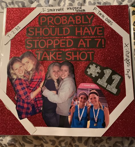 Shotbook Page Ideas, Shotbook Page, 21st Shot Book, 21st Birthday Gifts For Best Friends, 21st Birthday Shot Book, Shot Board, 21 Bday, 21st Ideas, Shot Book