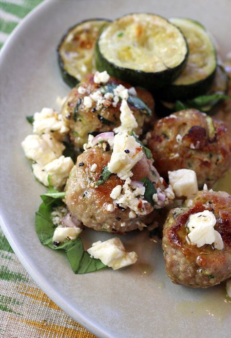 chicken-zucchini meatballs New York Times recipe | Food Gal Chicken Zucchini Meatballs, Turkey Zucchini Meatballs, Turkey Zucchini, Seasoned Chickpeas, Zucchini Meatballs, Meatball Dishes, Grilled Flatbread, Zucchini Feta, Cheesy Zucchini