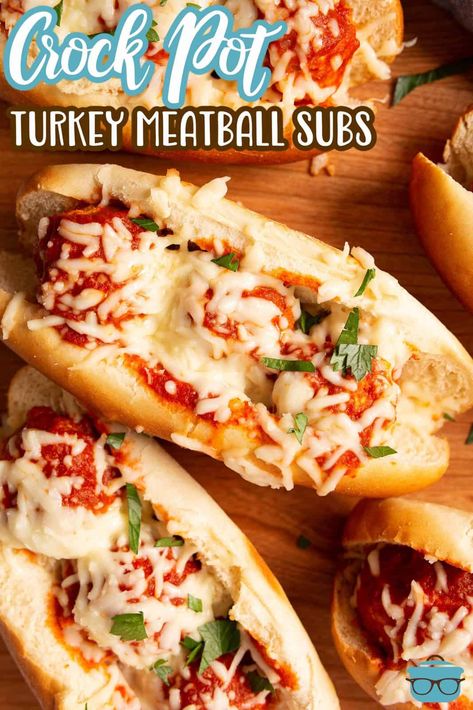 A tasty and easy weeknight meal, these Crock Pot Turkey Meatball Subs are a delicious family dinner that everyone will love! Turkey Meatball Subs, Turkey Meatballs Crockpot, Crock Pot Turkey, Lunch Sandwiches, Turkey Meatball, Delicious Family Dinners, Crockpot Turkey, Crockpot Dinners, Crock Pot Meatballs