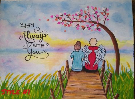 These personalized memorial paintings are hand painted with watercolors, acrylics, ink pens & paint pens. They're created with every ounce of love that I can give. Memory Painting Ideas, Memorial Painting Ideas, Memorial Painting, Memorial Wall, Wall Art Personalized, Memory Crafts, Ink Pens, Canvas Ideas, 8x10 Frame