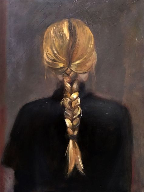 How To Paint Braided Hair, Braided Hair Painting, Acrylic Painting Hair, How To Paint Hair Acrylic, Painting Hair Acrylic, Judith Painting, Braids Painting, Hairstyle Painting, Braid Painting