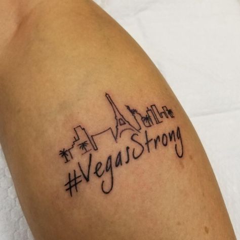 This is an amazing community! #VegasStrong Tattoos To Get In Vegas, Vegas Themed Tattoos, Tiny Vegas Tattoos, Vegas Strong Tattoo, Tattoos Las Vegas, Vegas $10 Tattoo, Route 91, Themed Tattoos, Strong Tattoos