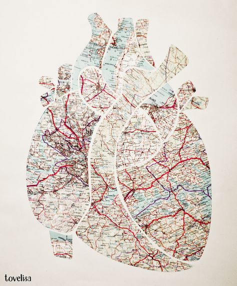 All roads lead to ♥ Identity Project, Heart Map, Heart Diy, Map Artwork, Medical Art, Diy Art Projects, Topographic Map, Anatomy Art, Heart Art