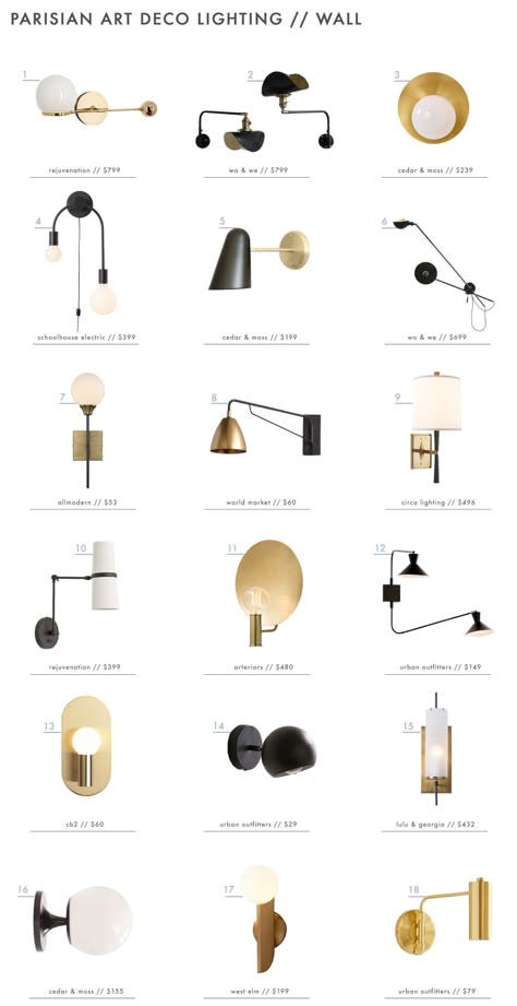 Emily Henderson Parisian Art Deco Lighting Wall Roundup1 Edgar Miller, Art Deco Couch, Modern Art Deco Interior, Lampe Art Deco, Parisian Art, Minimalistic Interior, Art Deco Interior Design, Deco Lighting, Emily Henderson