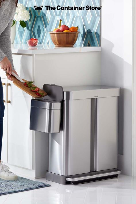 For unmatched quality that stands up to repeated use, shop our collection of Simplehuman trash cans, recycle bins, and compost bins. Available in a variety of finishes and constructed of high-quality materials, they'll help keep your kitchen odor-free and looking great for years to come. Recycle Bins, Compost Bins, Recycle Cans, The Container Store, Trash And Recycling Bin, Recycle Trash, Trash Bins, Container Store, Recycling Bins