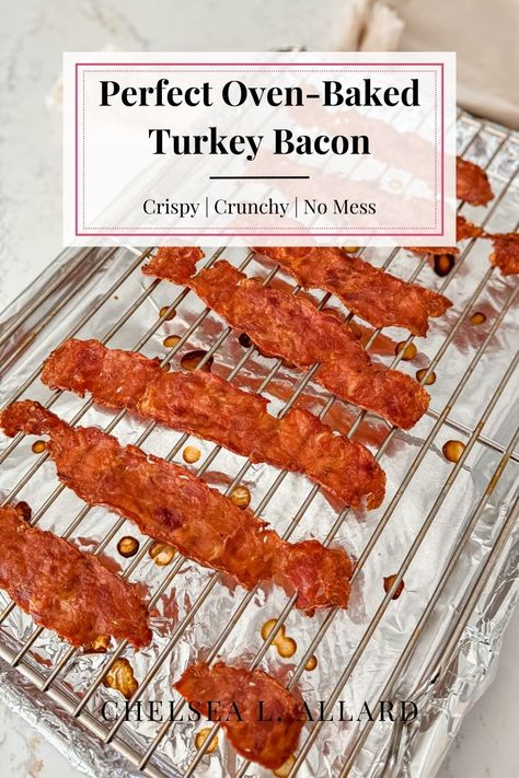 Looking for easy, healthy turkey bacon recipes? Discover how to cook turkey bacon in the oven for a perfectly crispy texture. Ideal for breakfast, lunch, or snacks, this simple sheet pan method makes it effortless to get that crunchy bacon you love. This method works for conventional ovens, convection ovens, and Miele Combi-Steam Ovens. Get the best oven-baked bacon in less than 30 minutes. Baking Turkey Bacon In The Oven, Cooking Turkey Bacon In The Oven, How To Cook Turkey Bacon, How To Cook Bacon In The Oven Simple, Baked Turkey Bacon, Turkey Bacon In Oven, Turkey Bacon In The Oven, Crispy Bacon In Oven, Bacon In Oven