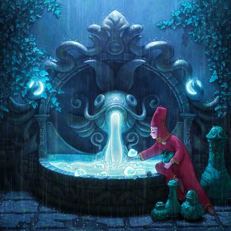 ArtStation - Whisp Fountain, Sam Carr Dnd City, Ghibli Movies, Creative Artwork, Fantasy Artist, Illustration Character Design, City Art, Life Art, Beautiful Artwork, Dark Fantasy