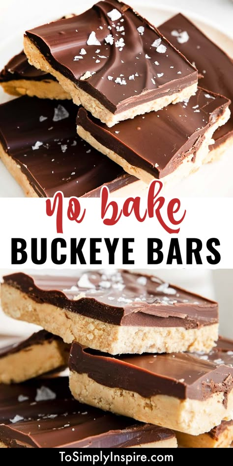 Buckeye Cheesecake Bars, Buckeye Cheesecake, Buckeye Bars Recipe, Buckeye Bars, Easy Chocolate Desserts, Peanut Butter No Bake, Peanut Butter And Chocolate, Easy No Bake Desserts, Chocolate Dessert Recipes