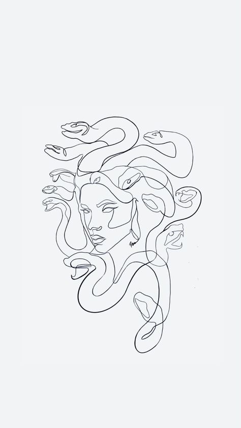 Medusa Tattoo Line Art, Medusa One Line Tattoo, Medusa Aesthetic Tattoo, Line Art Medusa Tattoo, Aesthetic Medusa Tattoo, Simplistic Medusa Tattoo, Medusa Tattoo Aesthetic, Medusa Aesthetic Art, Medusa Tattoo Linework