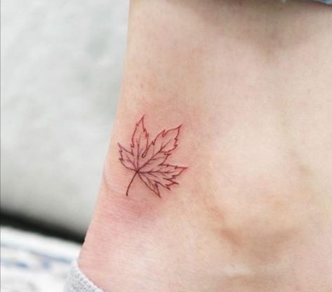 Maple Leaf Tattoo Minimalist, Acer Leaf Tattoo, Maple Leaf Tattoo Black And White, Orange Leaf Tattoo, Autumn Leaf Tattoo Black, Tiny Maple Leaf Tattoo, Fine Line Maple Leaf Tattoo, Fall Leaves Tattoo Black, Canada Maple Leaf Tattoo