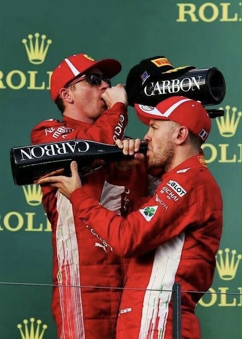 Kimi Raikkonen And Sebastian Vettel, Sebastian Vettel And Kimi Raikkonen, Kimi Raikkönen, Seb Vettel, Forza Ferrari, Drinking Champagne, F1 Wallpaper Hd, Kimi Raikkonen, Formula 1 Car Racing