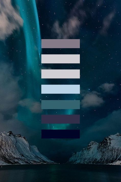 Artic color inspiration wit aurora borealis  #snow #sea #auroraborealis #blue #inspiration #color #cold #design Color Inspo, Colour Board, Colour Schemes, Color Pallets, Color Swatches, Visual Merchandising, Color Theory, Color Themes, Digital Photography