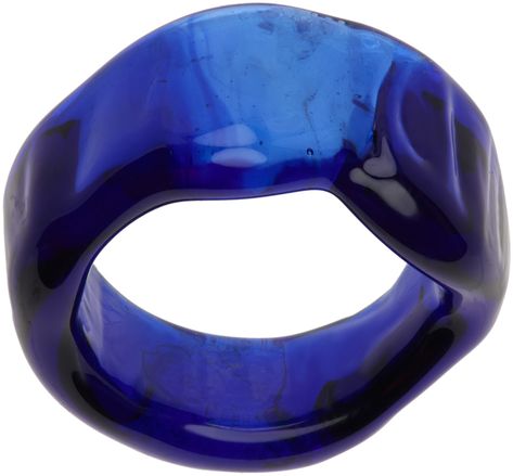 Find Levens Jewels Blue Isis Ring on Editorialist. Handcrafted borosilicate glass band ring in blue. Supplier color: Blue Blue Emerald, Royal Blue Ring, Dark Blue Ring, Blue Jewelry Aesthetic, Glass Rings, Blue Jewelry, Blue Rings, Cobalt Blue, Perfect Ring