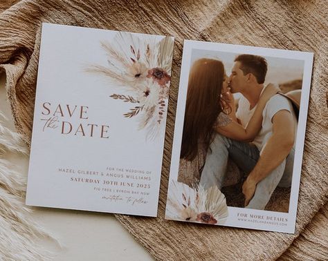 Terracotta Flowers, Boho Save The Date, Save The Date Modern, Minimalist Save The Date, Modern Save The Dates, Beige Wedding, Photo Save The Date, Save The Date Template, Wedding Invitations Boho