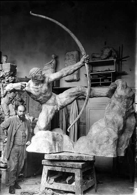 The Studio and The Artist | 125 Artists and Their Studios Antoine Bourdelle, Classic Sculpture, The Archer, Alberto Giacometti, Auguste Rodin, Greek Sculpture, Art Antique, A4 Poster, Chiaroscuro