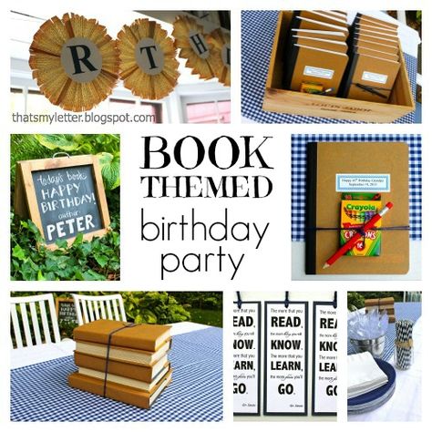 B is for Book Themed Birthday Party - Thats My Letter Bookworm Party, Book Themed Birthday Party, Book Birthday Parties, Book Club Parties, Book Themed Party, Book Theme, Building Painting, Birthday Book, Book Party