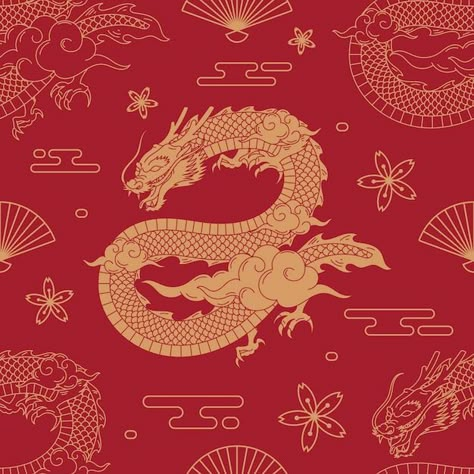 Cny Dragon Illustration, Chinese Design Poster, Beverage Campaign, Chinese Dragon Illustration, Dragon Pattern Design, Chinese Dragon Pattern, Dragon Vector, Pattern Illustrations, Chinese Graphic