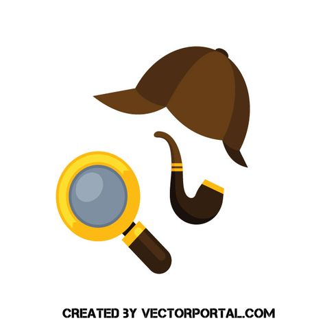 Detective gear vector image Detective Equipment, Detective Hat Drawing, Detective Illustration Concept Art, Detective Badge For Juniors, Detective Hat, Detective Sherlock Holmes, Hat Vector, Hot Wheels Garage, Creative Lifestyle