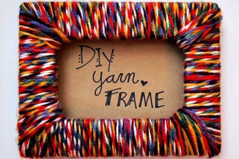 10 Easy And Simple Yarn & Wool Crafts For Kids                                                                                                                                                                                 More Yarn Frame, Cadre Photo Diy, Yarn Crafts For Kids, Easy Yarn Crafts, Diy Photo Frames, Diy Yarn, Easy Arts And Crafts, Crafts For Seniors, Diy Picture Frames