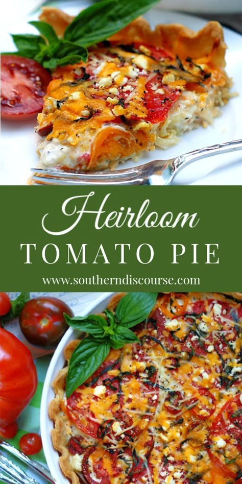 Tomato Pie Recipe Southern, Cherry Tomato Pie, Tomato Pie Recipes, Spruce Eats Recipes, Southern Discourse, Heirloom Tomato Tart, Summer Suppers, Southern Tomato Pie, Tomato Pie Recipe