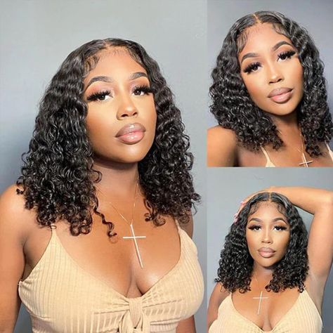 PRICES MAY VARY. Premium Hair Material: Short Curly Water Wave Lace Front Wigs 100% Human Hair are From Young Girl Donors. It Is Healthy and Soft. You Can Make High Ponytail & Bun. 100% Human Hair, Can be Dyed, Bleached, Straightened and Restyled as You Like. Hair Texture:150% Density,Beached Knots 8Inches-16Inches Medium Cap Size(22-22.5 Inches),with Combs and Adjustable Straps Make it Fit Most People and Easy to Take On or Off Natural Looking & Comfortable:13×4 Water Wave Lace Front Pre Plucke Curly Bob Wigs, Virgin Hair Wigs, Bob Lace Front Wigs, Short Curly Bob, Wig Short, 100 Human Hair Wigs, Curly Wig, Body Wave Hair, Short Bob Wigs