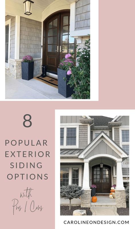 Top Exterior Siding Options Pros and Cons Faux Siding Exterior, Siding Trends 2023, Brick Home Exteriors, Home Exterior Siding, Dark Home Exterior, Brick Veneer Siding, White Home Design, Home Exterior Styles, White Home Exterior