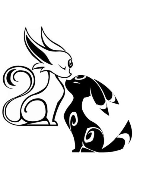 Vulpix And Ninetails Tattoo, Pokemon Tattoo Evie, Pokemon Tattoo Stencil, Umbreon And Espeon Tattoo, Pokémon Svg, Espeon Tattoo, Umbreon Tattoo, Pokemon Stencils, Espeon And Umbreon